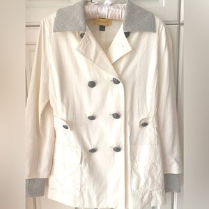 St. John Double Breasted Jacket Coat Cream Gray women Size 2 with tag